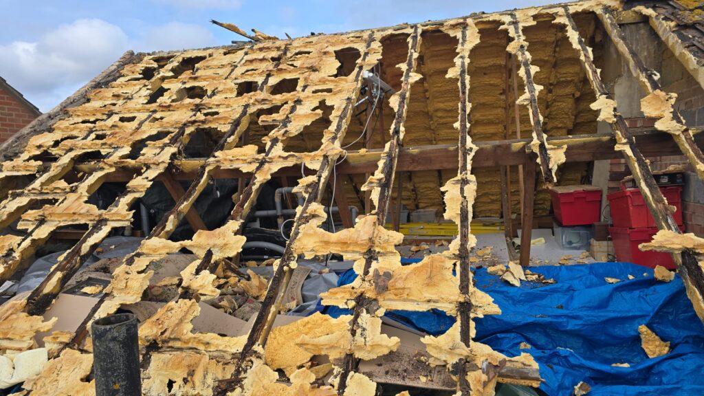 This is a spray foam removal job in progress on a residential property in Lincolnshire.
