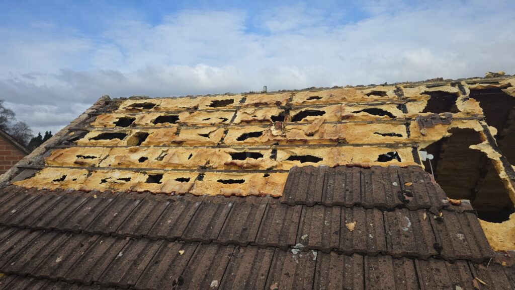 This is a spray foam removal job in progress on a residential property in Lincolnshire.