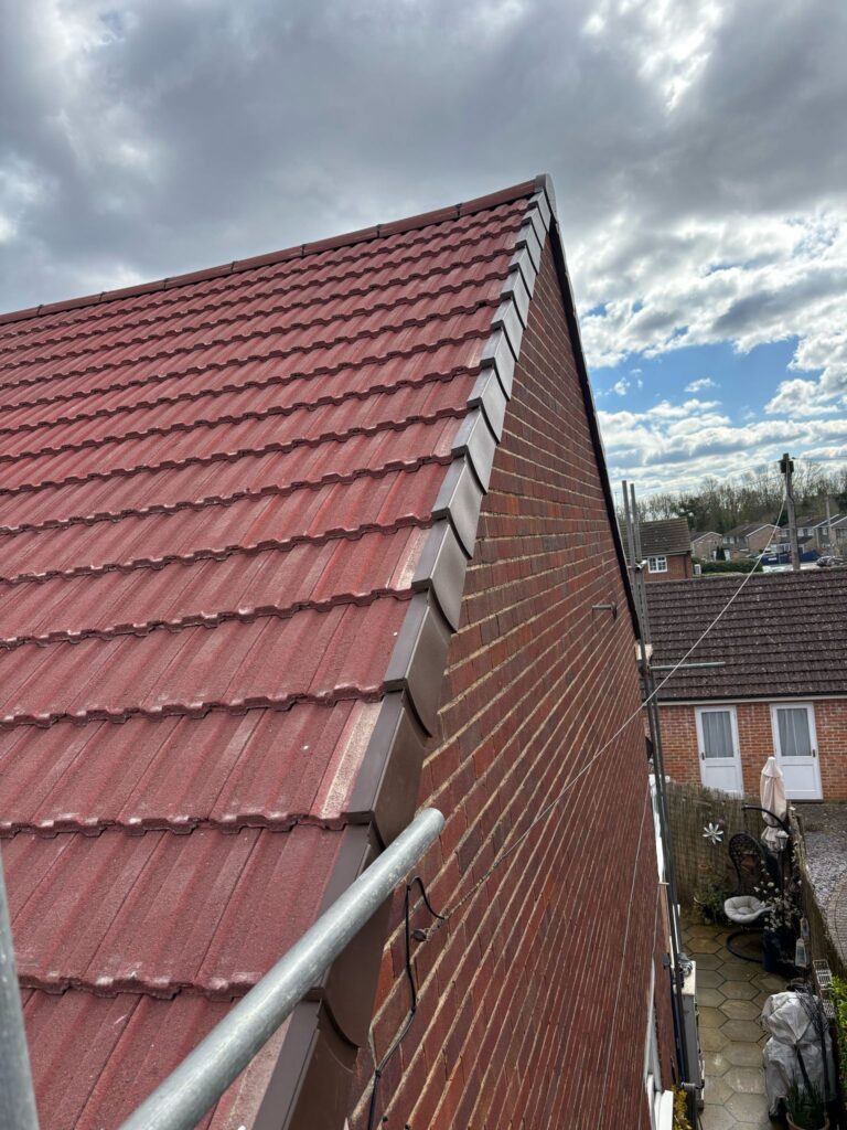 This photo shows a roof in Lincolnshire before spray foam removal started.